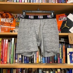 NBA-men’s gray stretch waistband athletic boxer brief contour shorts